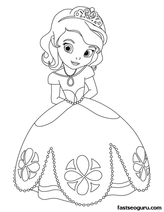 Printable cute princess Sofia coloring pages for girls